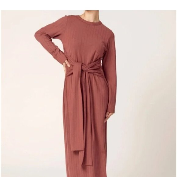 Veiled collection ribbed tie waist maxi dress - Picture 5 of 5